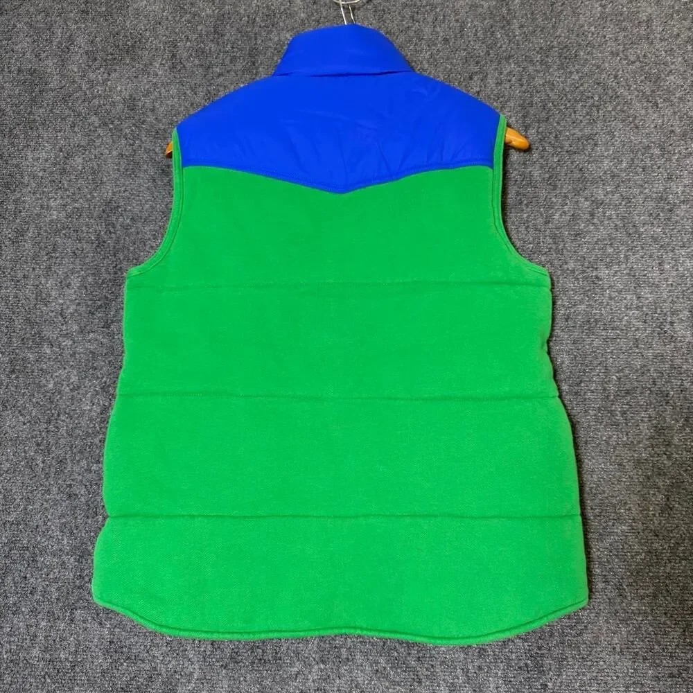 Polo Ralph Lauren Green/Blue Down Insulated Snap Front Puffer Vest Mens Small